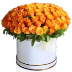 Композиция из 101 оранжевой розы в коробке